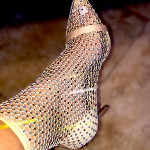 Diamond studded Net Nude Booties